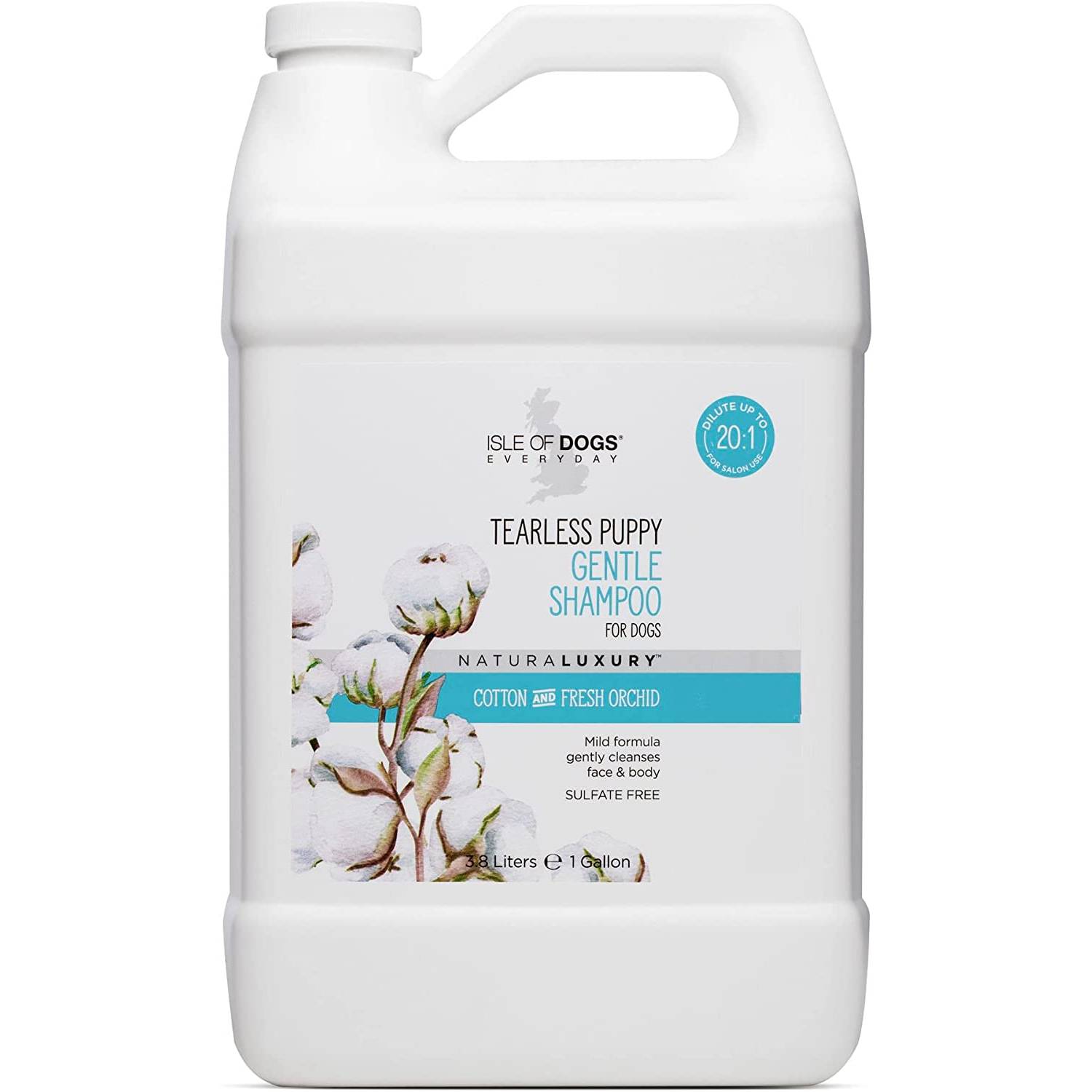 - Everyday Natural Luxury Tearless Puppy Shampoo - Cotton + Fresh Orchid - Sulfate & Paraben Free Formula - Gentle Pet Shampoo for Dogs of All Ages & Coat Types - Made in the USA - 1 Gal, (823-Gal)